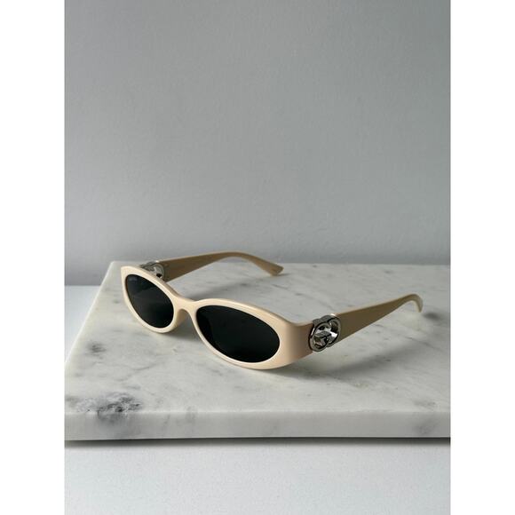 NEW Gucci GG1660S Ivory White Slim Oval Logo Sunglasses - Picture 7 of 10